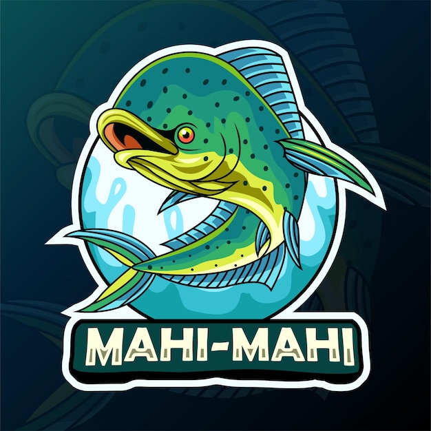 Mascota de pez mahi mahi de dibujos animados