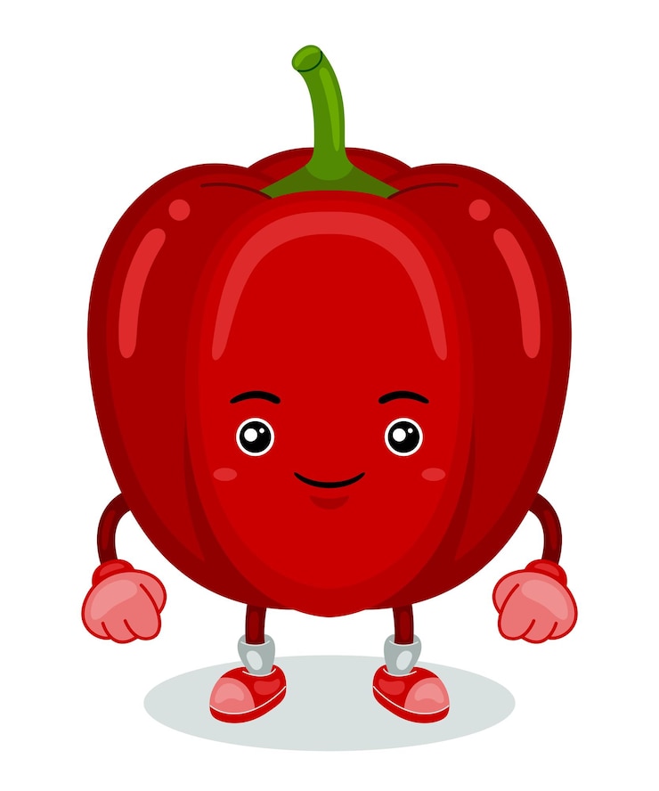 Vector mascota de pimiento rojo en estilo de dibujos animados