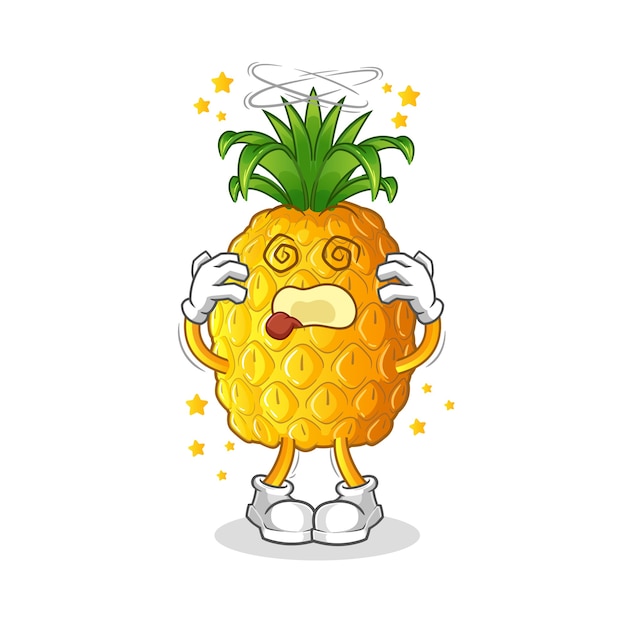 Mascota de piña cabeza mareada