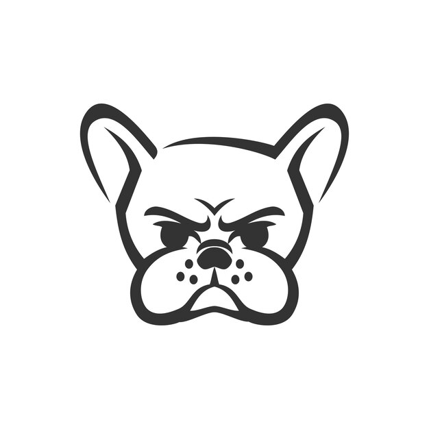 Mascota de plantilla de ilustración de icono de cabeza de Bulldog francés