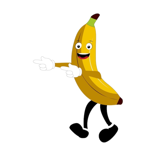 La mascota del plátano es un personaje de dibujos animados de frutas, un emoticon, una mascota feliz de plátano.