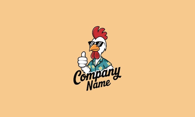 La mascota del pollo con gafas de sol y una camisa