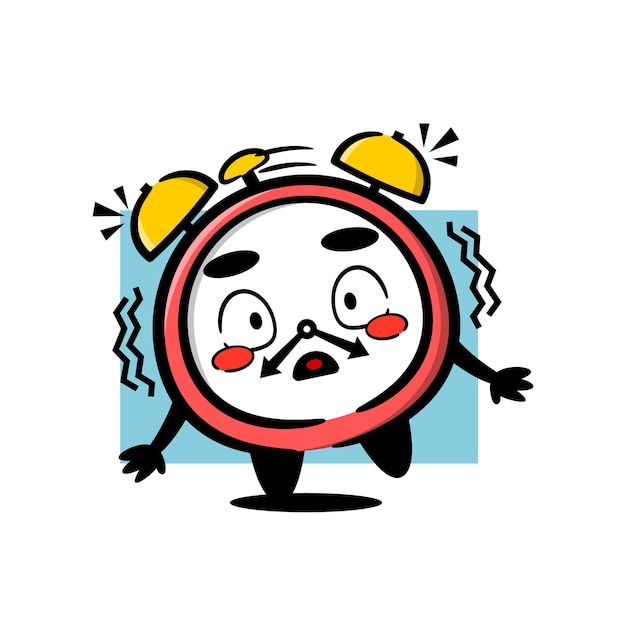 mascota del reloj está sonando mascota de dibujos animados vectorial lindo