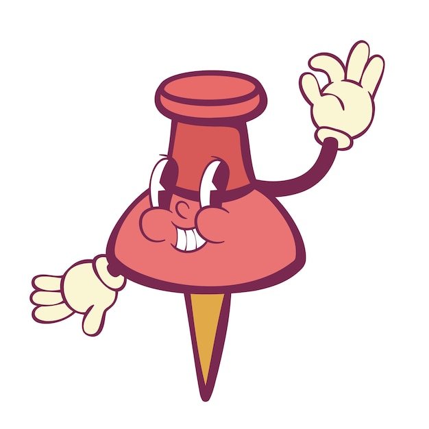 La mascota retro del pin rojo