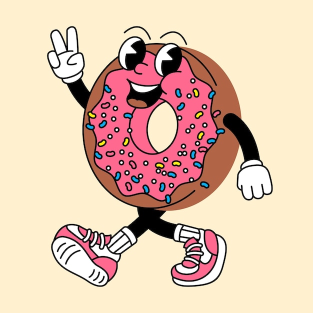 La mascota retro de las rosquillas es un personaje vintage.