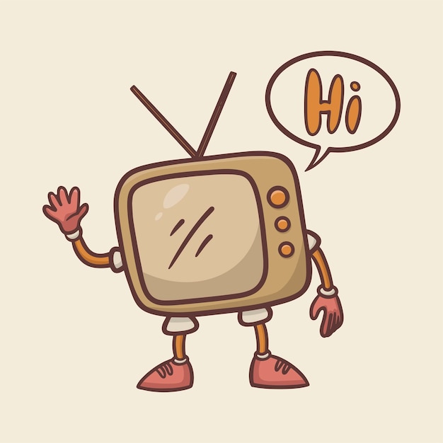 mascota, retro, televisión, vector, ilustración