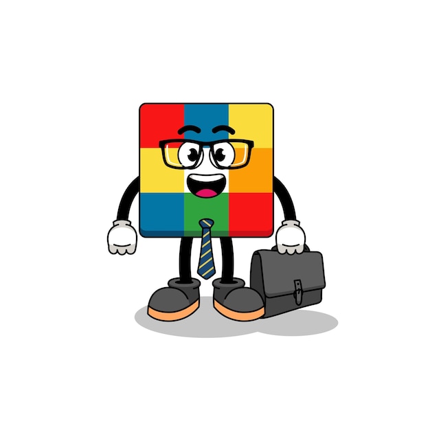 La mascota del rompecabezas del cubo como diseño de personajes de un hombre de negocios