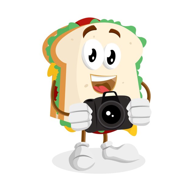 La mascota del sándwich con la pose de la cámara