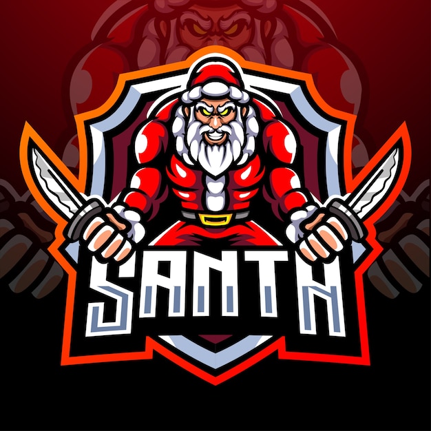 Mascota de santa warior. diseño de logo de esport