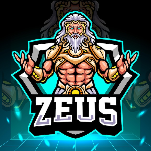 La mascota del señor de zeus. diseño de logo de esport