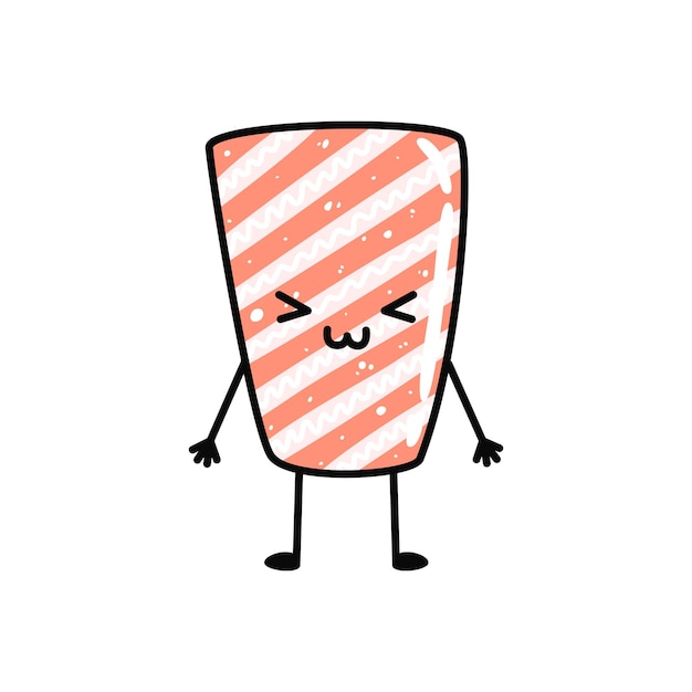 Mascota de sushi kawaii en estilo de dibujos animados Lindo sashimi con salmón para el menú