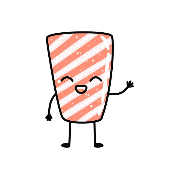 Mascota de sushi kawaii en estilo de dibujos animados Lindo sashimi con salmón para el menú