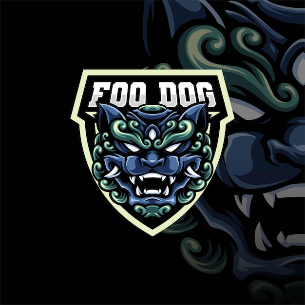 Mascota de tiger foo dog que es adecuada para la plantilla de logotipo de juegos de esport