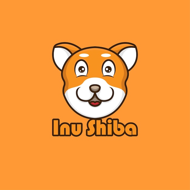 mascota tonto shiba inu cara dibujos animados