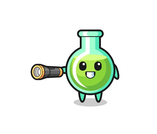 Mascota de vasos de laboratorio con diseño lindo de linterna
