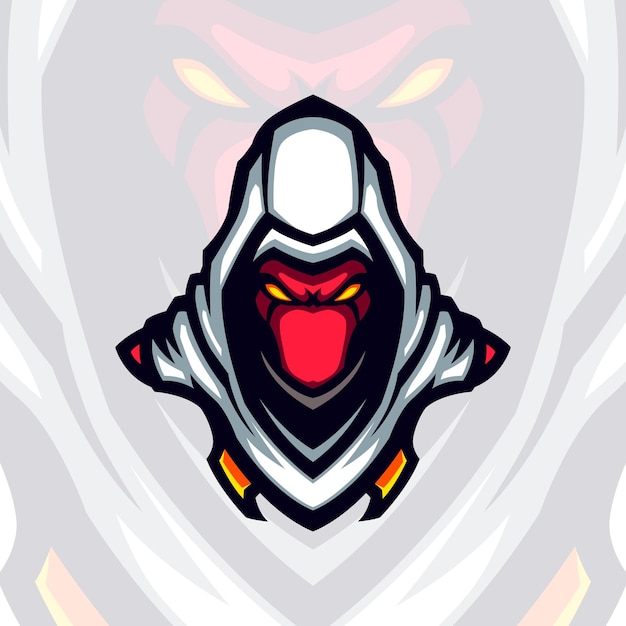 Mascota de vector de avatar de juego de cara roja con capucha blanca 1