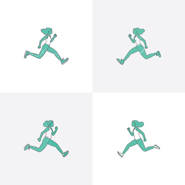 Mascota vectorial dibujada a mano Ilustración de una chica atlética corriendo Buenas mañanas