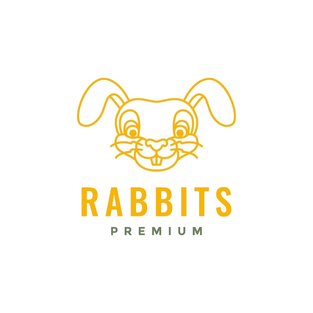 Mascotas conejito liebre conejo cara cabeza oreja larga mascota dibujos animados linda línea arte mínimo diseño de logotipo vector