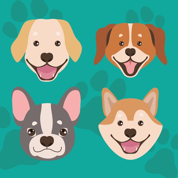 Vector mascotas de cuatro perros