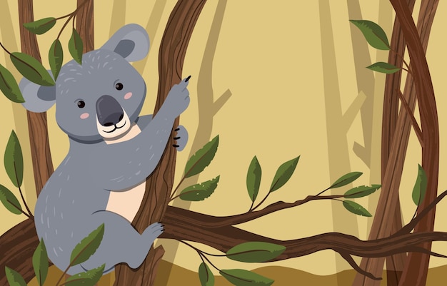 Vector mascotas exóticas con fondo de ilustración de koala