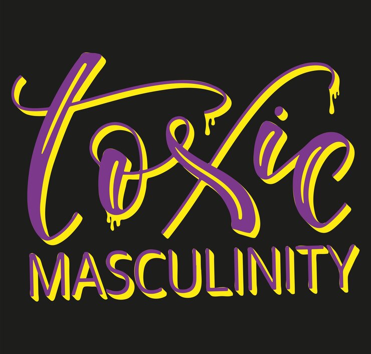 Vector masculinidad tóxica caligrafía de colores aislada sobre fondo negro