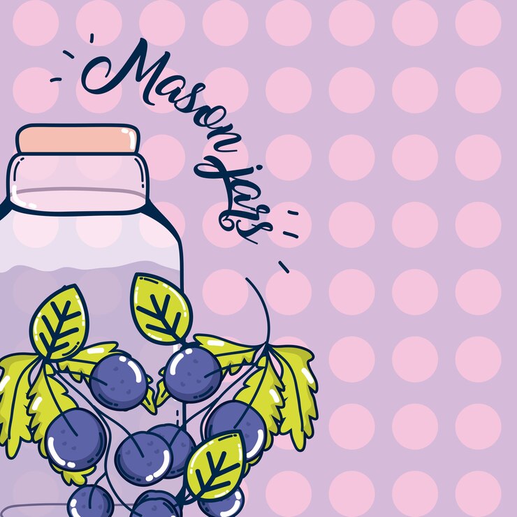 Vector mason tarros de frutas jugo de dibujos animados