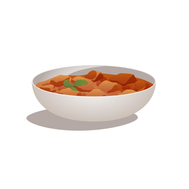 Vector massaman kari, plato de cocina tailandesa, comida asiática, ilustración vectorial, aislado