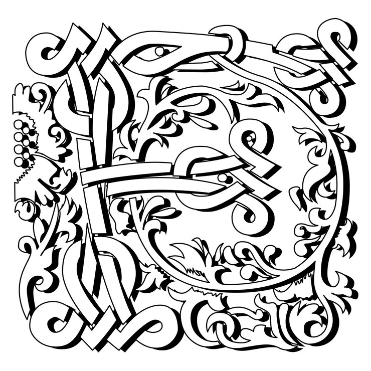 Vector masselle initial caps font capital letter f diseño vectorial