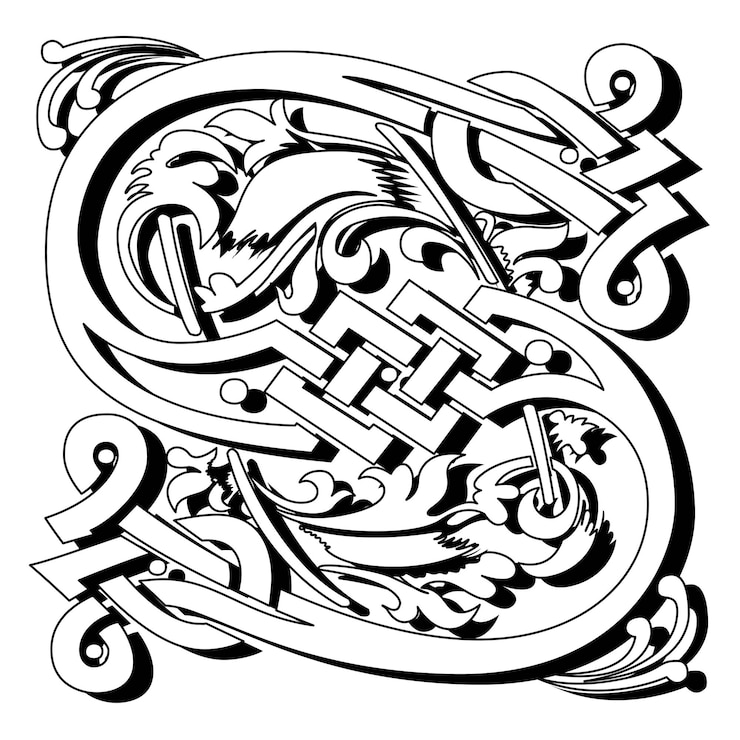 Vector masselle initial caps font mayúscula s diseño vectorial