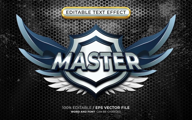 Master Game Badge 3D con efectos de texto editables