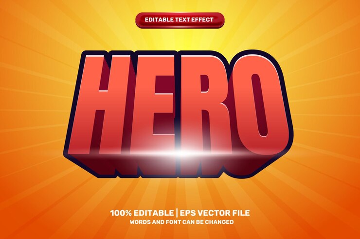 Vector master kungfu hero 3d texto editable estilo de efecto