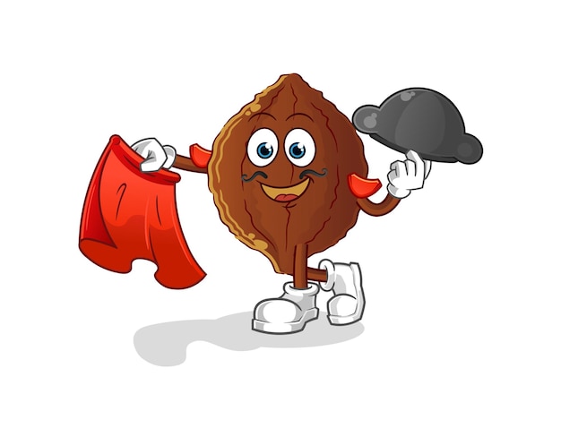 Matador de cacao con ilustración de tela roja. vector de personaje