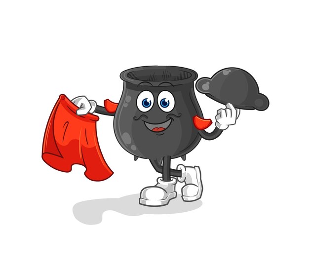 Matador de caldero con vector de caracteres de ilustración de tela roja