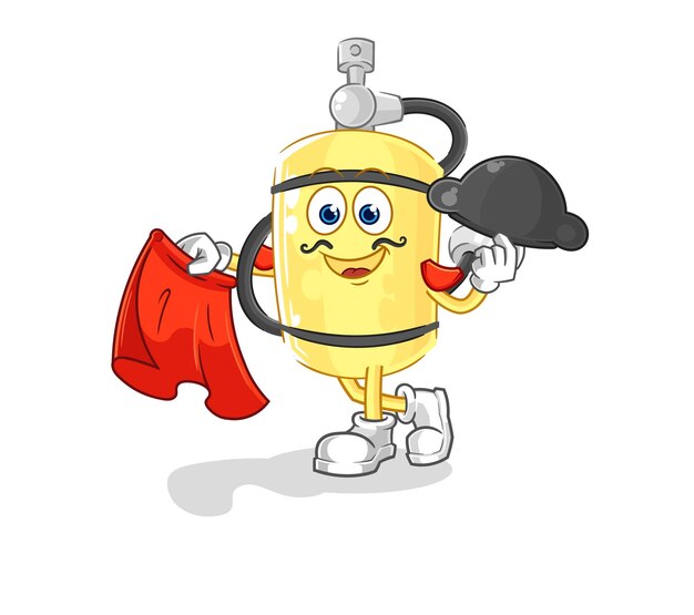 Matador de cilindro de buzo con vector de caracteres de ilustración de tela roja