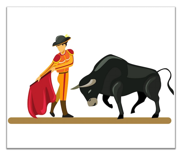 Un matador enfrentándose a un toro en un ring de corridas de toros