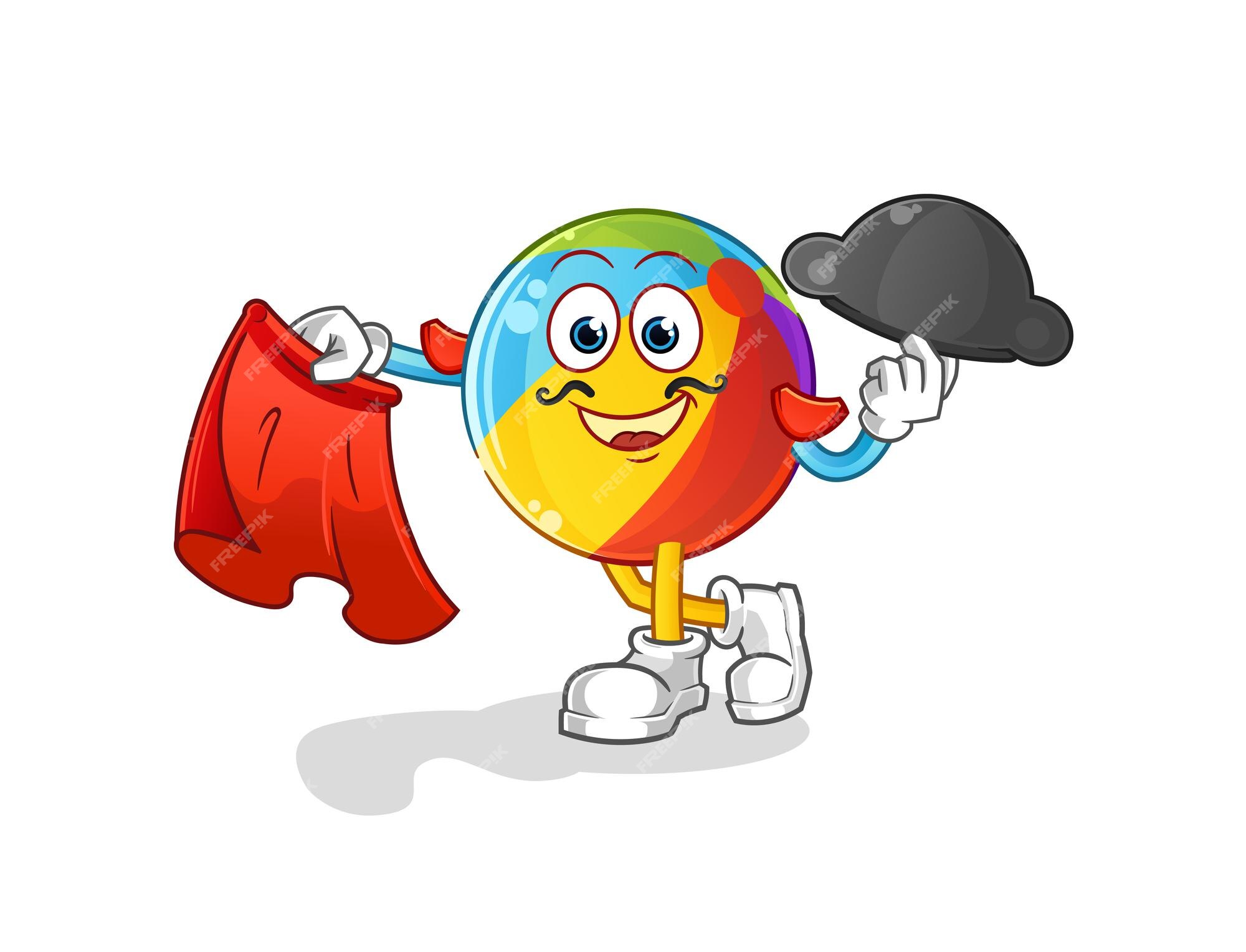 Matador de pelota de playa con ilustración de tela roja. vector de personaje | Vector Premium Matador de pelota de playa con ilustración de tela roja. vector de personaje | Vector Premium