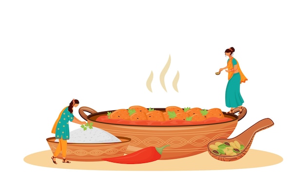 Matar paneer que sirve ilustración de concepto plano