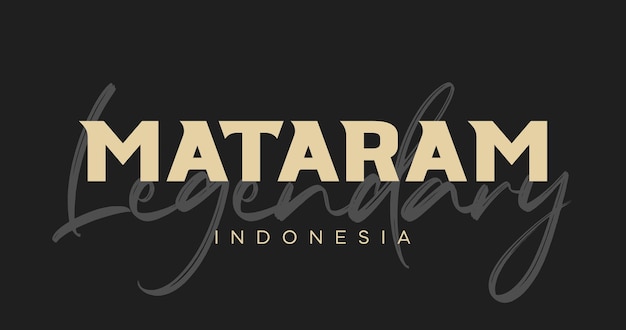 Mataram Indonesia tipografía plantilla de fondo oscuro para tarjeta de felicitación y banner