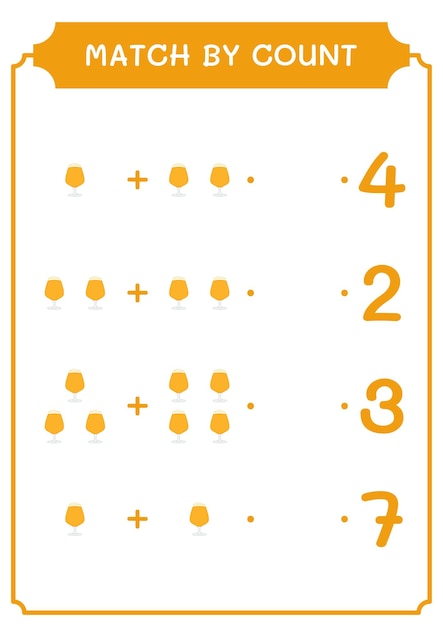Match by count of Beer juego para niños Hoja de trabajo imprimible de ilustración vectorial