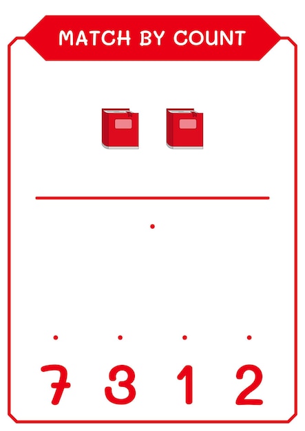 Match by count of notebook juego para niños hoja de trabajo imprimible de ilustración vectorial