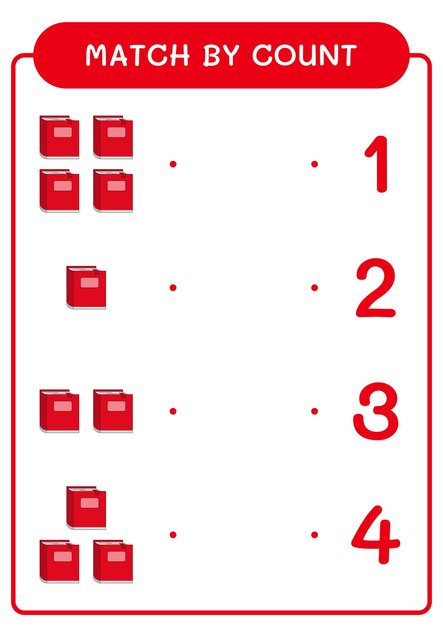 Match by count of Notebook juego para niños Hoja de trabajo imprimible de ilustración vectorial