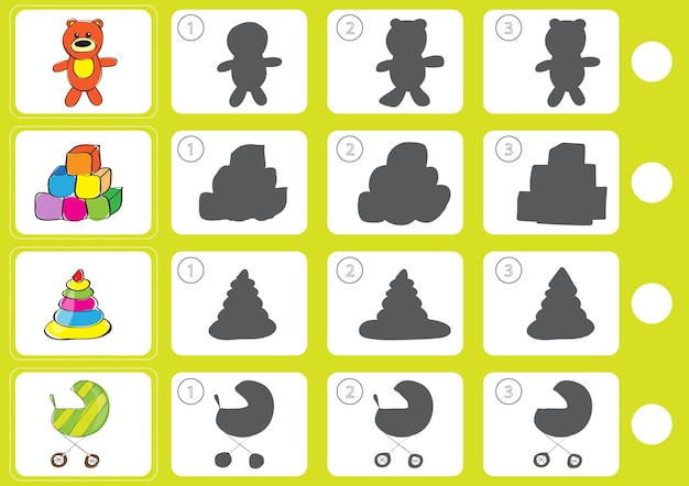 Match shadow puzzle - hoja de trabajo para niños - educación