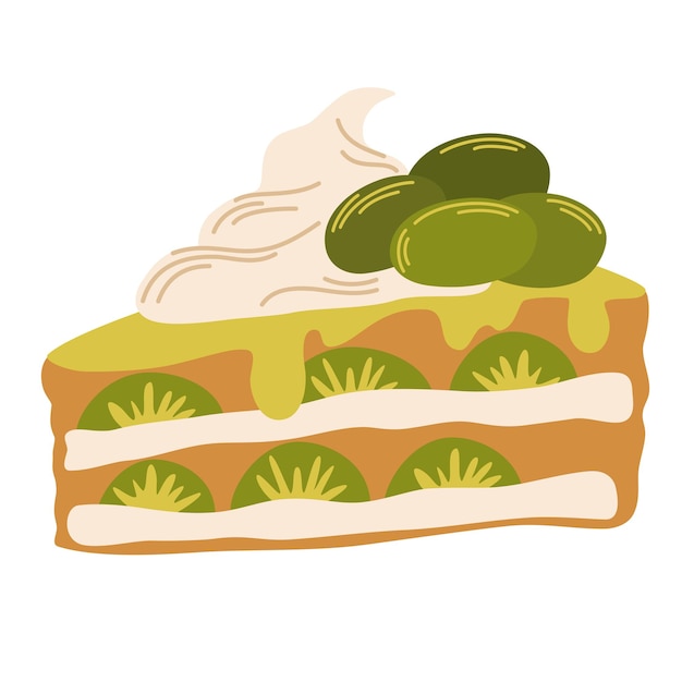 Matcha postre Japonés Matcha Roll Comida asiática Perfecto para restaurante café e imprimir menús Vector mano dibujar dibujos animados ilustración