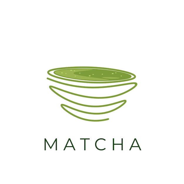 Matcha té verde ilustración logotipo línea arte