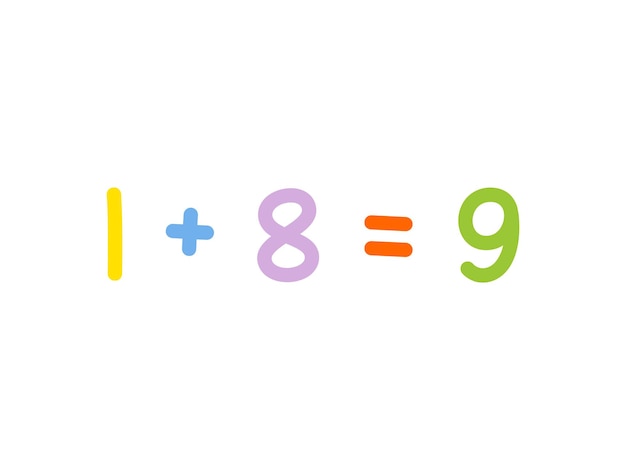 Matemáticas de adición para plantilla de vector de niños