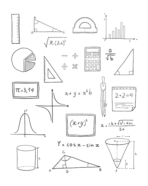 Vector matemáticas dibujadas a mano
