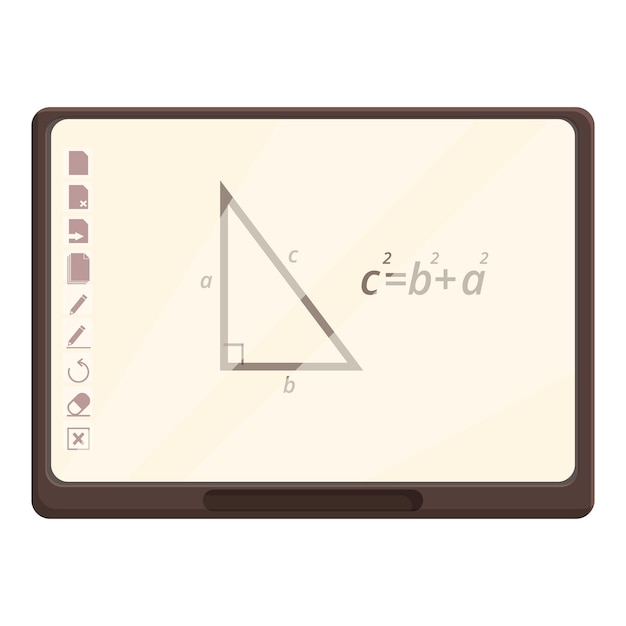 Matemáticas en el tablero interactivo icono vector de dibujos animados Multimedia informática