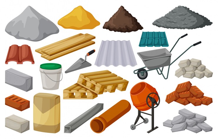 Vector material de construcción aislado icono de conjunto de dibujos animados. conjunto de dibujos animados icono de herramientas de construcción. ilustración material de construcción sobre fondo blanco.