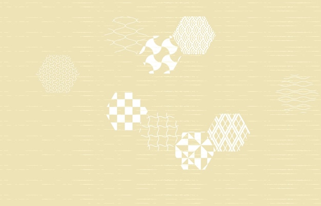 Material de fondo Ilustración vectorial de patrones japoneses tradicionales dispuestos en octágono con colores claros