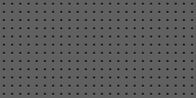 Material de fondo de textura perforada de tablero de clavijas de metal con tablero de patrones sin fisuras de agujeros redondos